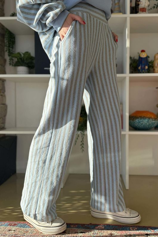 Shoreditch Stripe Lounge Flare Trouser Iceberg & Grey 